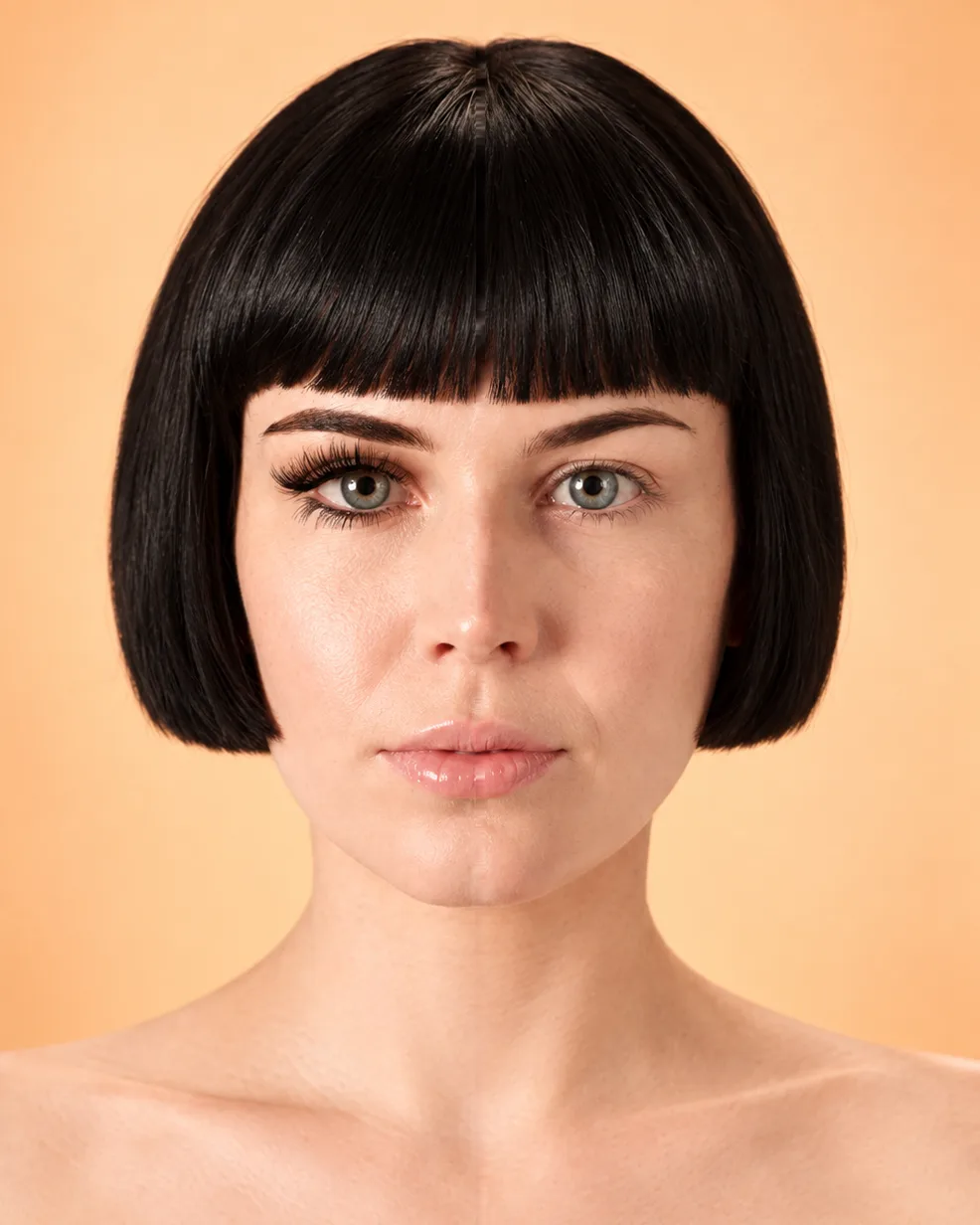 Benito studio model: lash extensions on one eye, natural lashes on the other