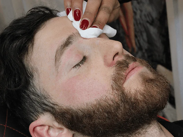The same client's brow after threading, shaped and defined