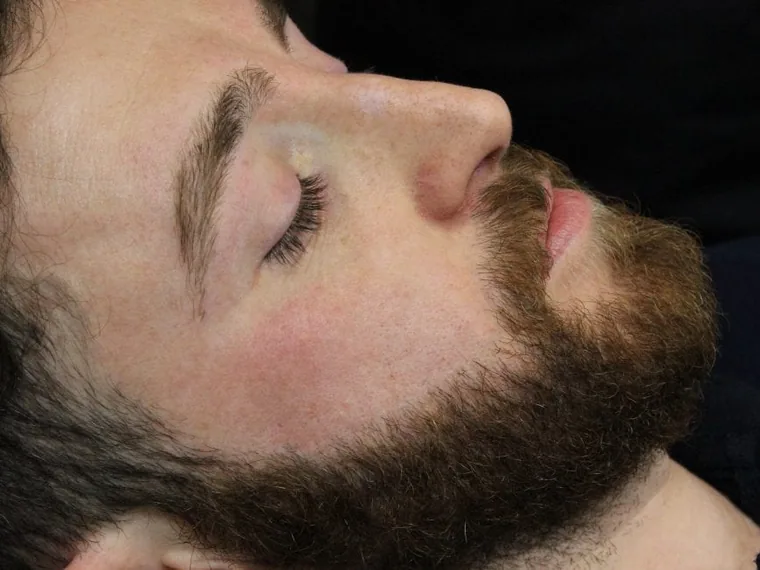 A client's brow before threading at Benito Brow Bar